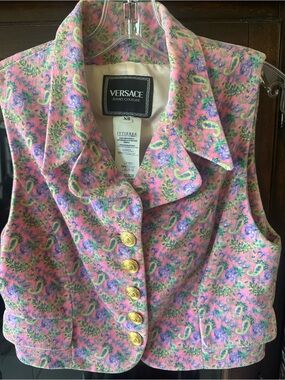 Vintage Versace Jeans Couture Made in Italy Paisley Vest XS
